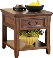 🏺 ashley woodboro traditional square end table: classic design with drawer in dark brown logo