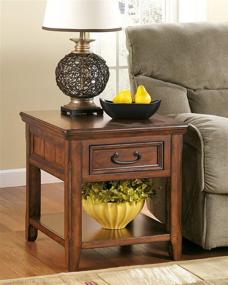 img 3 attached to 🏺 Ashley Woodboro Traditional Square End Table: Classic Design with Drawer in Dark Brown