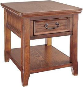 img 2 attached to 🏺 Ashley Woodboro Traditional Square End Table: Classic Design with Drawer in Dark Brown