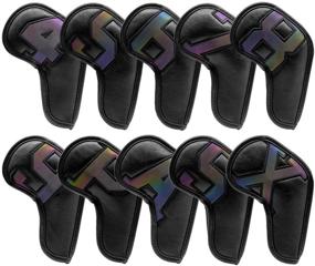 img 4 attached to 🏌️ Barudan Golf Iron Club Head Covers Set - All Iron Wedges - Big Number - Long Neck - Black PU Leather - Fits Small, Standard, Oversized Golf Clubs - 10pcs/Pack (Black + Limited Edition#)