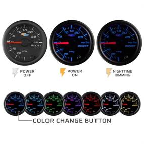 img 2 attached to 🚗 GlowShift 7 Color 35 PSI Turbo Boost Gauge Kit - Mechanical Hose & Fittings - Black Dial - Clear Lens - Car & Truck - 2-1/16" 52mm - Black