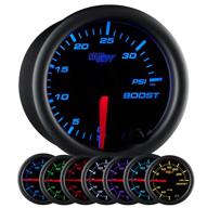 🚗 glowshift 7 color 35 psi turbo boost gauge kit - mechanical hose & fittings - black dial - clear lens - car & truck - 2-1/16" 52mm - black logo