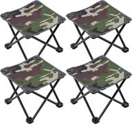 🪑 ryalan large folding camping stool: lightweight portable seat for adults – 4pcs set, ideal for fishing, hiking, gardening, and beach - camouflage color логотип