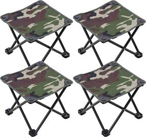 img 4 attached to 🪑 Ryalan Large Folding Camping Stool: Lightweight Portable Seat for Adults – 4Pcs Set, Ideal for Fishing, Hiking, Gardening, and Beach - Camouflage Color