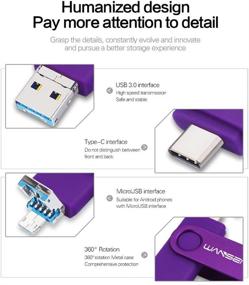 img 3 attached to Универсальная USB-флешка на 128 ГБ для Samsung Galaxy S6/S7/S8/S8+/S9/S9+/S10, Note5/7/8/9, LG Q7 Q8, LG Stylo3/4, G4 G5 G6 G7, V20 V30 V35 V40, Google Pixel, Moto - фиолетовый.