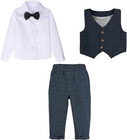 img 3 attached to 👔 A&J DESIGN Boys Gentleman Suit Set, 3pcs Outfits Shirts Vest Pants for Baby Toddler