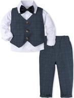 👔 a&j design boys gentleman suit set, 3pcs outfits shirts vest pants for baby toddler logo