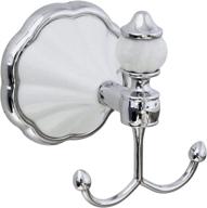 🛁 modona flora series double robe & towel hook - white porcelain & chrome - 5 year warranty logo