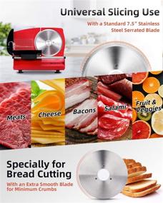 img 3 attached to Adortec Electric Deli Food Slicer with EXTRA Stainless Steel Blade+Pusher for Home Use