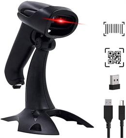 img 4 attached to 2.4GHz Wireless & USB Wired Barcode Reader Handheld Scanner with Stand - Ideal for Store, Supermarket, and Warehouse
