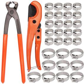 img 4 attached to 🛠️ Tube Clamp Plier Crimper Tool and PEX Pipe Cutter for 1/8 inch-1 1/4 inch Tube with 20PCS 1/2-inch, 10PCS 3/4-inch Stainless Steel Clamps