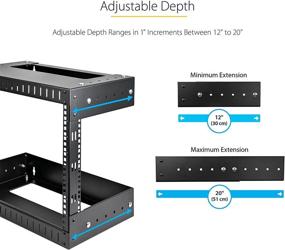 img 1 attached to 🔌 StarTech.com 8U 19&#34; Wall Mount Network Rack - Adjustable Depth 12-20&#34; 2 Post Open Frame Server Room Rack for AV/Data/ IT Communication/Computer Equipment/Switch Rack with Cage Nuts & Screws (RK812WALLOA) - Enhanced SEO