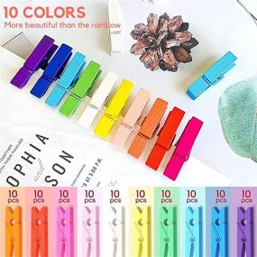 img 2 attached to 100 Pack Mini Clothes Pins for Photos: Rainbow Colorful, Wooden Clips with 32 Ft String - Ideal for Crafts, Baby Showers, Artwork Display, Hanging Decorative Cards