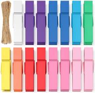 100 pack mini clothes pins for photos: rainbow colorful, wooden clips with 32 ft string - ideal for crafts, baby showers, artwork display, hanging decorative cards логотип