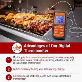 img 3 attached to 🌡️ Accurate Digital Grill Meat Thermometer: ThermoPro TP06S with Probe for Smoker Grilling Food BBQ Thermometer