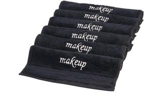 img 3 attached to 🛀 Premium Turkish Cotton Towels - Super Soft & Absorbent (Black, 6-Pack Makeup Washcloths) by Towel Bazaar