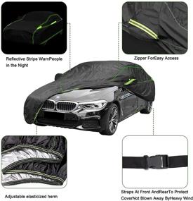 img 3 attached to 🚗 YACANONO Waterproof All Weather Sedan Car Cover for Outdoor/Indoor Use – Universal UV Protective Windproof Car Covers, Black (Fit Sedans 185-190 inch Length)