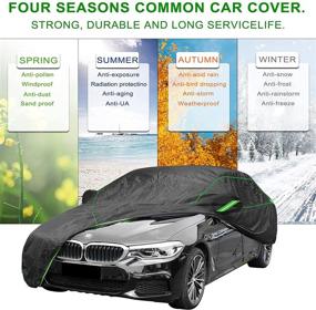 img 1 attached to 🚗 YACANONO Waterproof All Weather Sedan Car Cover for Outdoor/Indoor Use – Universal UV Protective Windproof Car Covers, Black (Fit Sedans 185-190 inch Length)