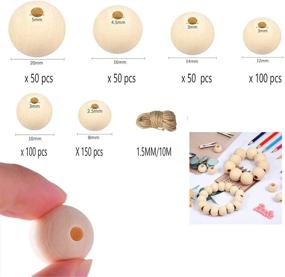 img 3 attached to 600 pcs Natural Wood Beads: Round, Unfinished, Handmade Craft Wood Shapes (8mm/10mm/12mm/14mm/16mm/20mm)