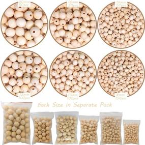 img 4 attached to 600 pcs Natural Wood Beads: Round, Unfinished, Handmade Craft Wood Shapes (8mm/10mm/12mm/14mm/16mm/20mm)