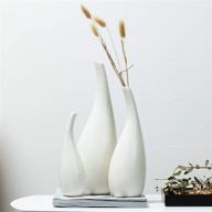 🏺 kimisty ceramic vase pack 3 - white modern bud vase set for stylish home decor, fire place decoration, mid century modern sculpture, drip glazed finish logo