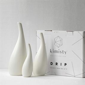 img 2 attached to 🏺 Kimisty Ceramic Vase Pack 3 - White Modern Bud Vase Set for Stylish Home Decor, Fire Place Decoration, Mid Century Modern Sculpture, Drip Glazed Finish