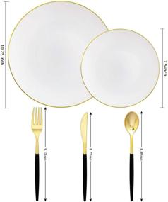 img 3 attached to 🍽️ Supernal 150pcs Gold Plastic Plates and Black Handle Silverware Set - Elegant Disposable Party Tableware for Weddings, Birthdays, and Events