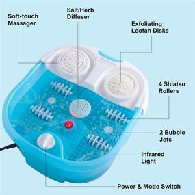 img 3 attached to 🔥Yosager Фут-Спа с подогревом и пузырьками, инфракрасный массажер для стоп для облегчения стресса, педикюрная ванночка, термосохраняющая ног измеренная ванна с 4 массажными роликами.