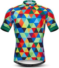 img 4 attached to Multicolored Diamond Men's Short Sleeve Cycling Jersey for Bike Clothing