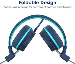 img 2 attached to 🎧 Elecder i42 Kids Headphones: Safe Volume Limited 85dB, Foldable On Ear Headphones - Blue/Teal