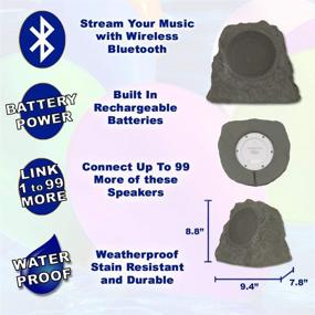 img 2 attached to 🔊 Theater Solutions B43GR Rechargeable Battery Bluetooth Rock Speaker Pair - Slate Grey; Fully Wireless, 120 Watts; Link Up to 99 Speakers Wirelessly, Slate Gray