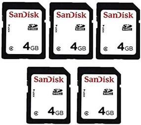 img 1 attached to 📸 5 пакетов SanDisk 4GB карт SD - высококачественные карты памяти SDHC на 4 ГБ, безопасные цифровые карты SD класса 4 (пакет из 5)