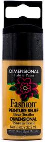 img 1 attached to Vibrant & Stylish: Plaid Fashion Dimensional 🎨 Fabric Paint in Assorted Colors (1.1-Ounce), Pure Gold
