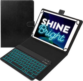 img 4 attached to 🔆 Cooper Backlight Executive Keyboard Case for 9-10.5" Tablets - Bluetooth Keyboard & Leather Folio, 7 Color Backlit with Hotkeys