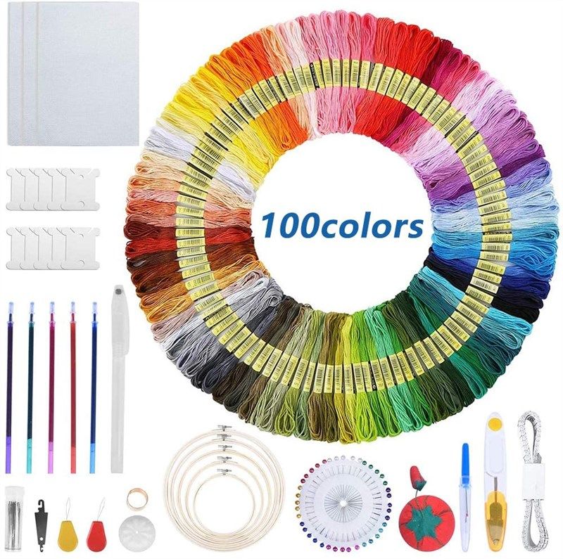 🌈 Rainbow Color Embroidery Floss Set - 50 Skeins