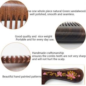 img 3 attached to 🌸 Handmade Fine (Fine-Toothed) Sandalwood Comb - Sitronugras Wooden Comb Ideal for Wavy, Thick, Thin or Straight Hair, Minimized Static, Snag & Tangles - Suitable for Men, Women, and Kids - Wooden Hair Comb with Handle (Water Lilies Hand-drawn Pink)