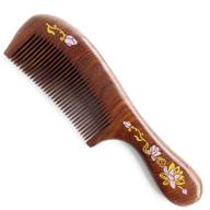 🌸 handmade fine (fine-toothed) sandalwood comb - sitronugras wooden comb ideal for wavy, thick, thin or straight hair, minimized static, snag & tangles - suitable for men, women, and kids - wooden hair comb with handle (water lilies hand-drawn pink) logo