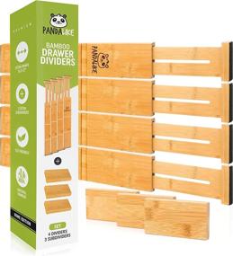 img 4 attached to 🎍 Bamboo Drawer Dividers: Expandable Kitchen Organizer with Customizable Storage for Silverware, Dresser, Bedroom, and Bathroom - 16.5-22 inch