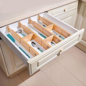 img 3 attached to 🎍 Bamboo Drawer Dividers: Expandable Kitchen Organizer with Customizable Storage for Silverware, Dresser, Bedroom, and Bathroom - 16.5-22 inch