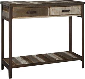 img 4 attached to RANDEFURN Rustic Wood Sofa Table with Drawers, Antique Country Style – 35x12x31.5 Inches – Perfect for Living Room, Hallway, and More!