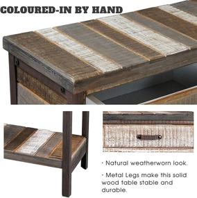img 2 attached to RANDEFURN Rustic Wood Sofa Table with Drawers, Antique Country Style – 35x12x31.5 Inches – Perfect for Living Room, Hallway, and More!
