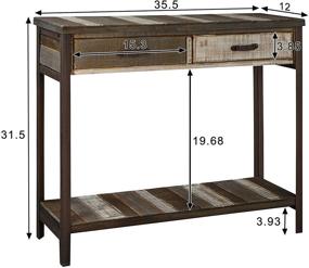 img 1 attached to RANDEFURN Rustic Wood Sofa Table with Drawers, Antique Country Style – 35x12x31.5 Inches – Perfect for Living Room, Hallway, and More!