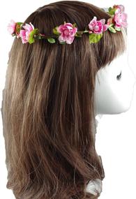 img 1 attached to 🌸 BOHO Headband Flower Crown | Floral Fall Wreath for Festival, Wedding, Beach Hair - F-01 (Purple & Pink)