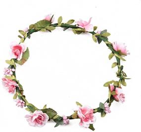 img 2 attached to 🌸 BOHO Headband Flower Crown | Floral Fall Wreath for Festival, Wedding, Beach Hair - F-01 (Purple & Pink)