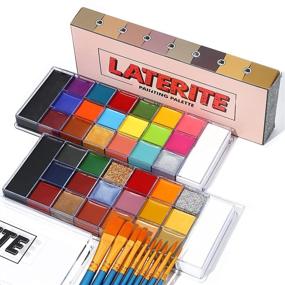 img 4 attached to 🎨 UCANBE Face Body Paint Oil Palette Set: 40 Colors & 10 Blue Brushes for Halloween Cosplay, SFX Makeup Kit - Athena & Laterite