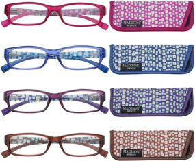 img 4 attached to 👓 Многоцветные очки для чтения с пружинным шарниром, блокирующие синий свет для женщин - 4 штуки Мэдисон Авеню