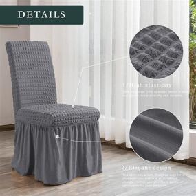 img 1 attached to Stretchy Universal Easy Fitted Dining Chair Cover Slipcovers with Skirt - 🪑 Removable Washable Furniture Chair for Kids, Pets, Home, Ceremony, Banquet, Wedding Party (2Pcs, Gray)