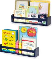 brightmaison bambini floating shelves, toy storage and kids bookshelf for wall decor, set of 2 navy blue - ideal nursery book shelves logo