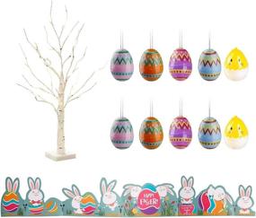 img 1 attached to 🐣 Easter Decor: Vanthylit Pre-lit 2FT Easter Egg Floral Tree Lights with Timer Centerpiece for Tabletop Decoration, Perfect for Easter Home, Wedding, and Holiday Celebrations