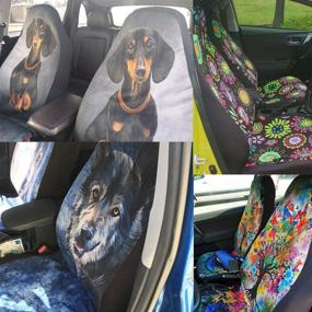 img 1 attached to Aoopistc 2PCS/Set Polyester Soft Car Seat Covers: Explore the Majestic Galaxy Animal Wolf Print to Elevate Your Vehicle's Seats Comfort